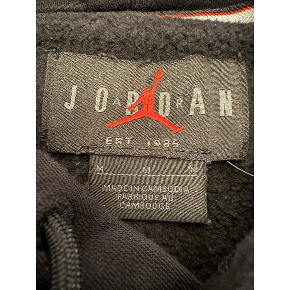 Nike Air Jordan Flight Hoodie Mens Medium Black Gold Jumpman Pullover Sweatshirt - Picture 4 of 6